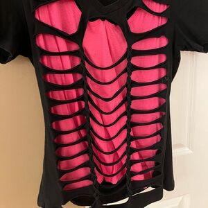 Tripp gothic cut out pink t shirt plus size